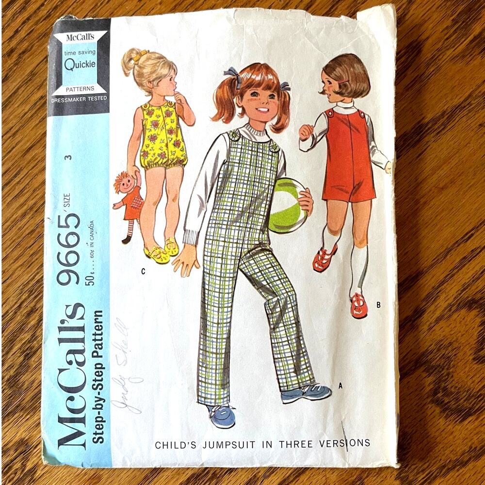 Vintage 1960s McCalls 9665 Sewing Pattern Sz 3 Girl Jumpsuit Bubblesuit COMPLETE